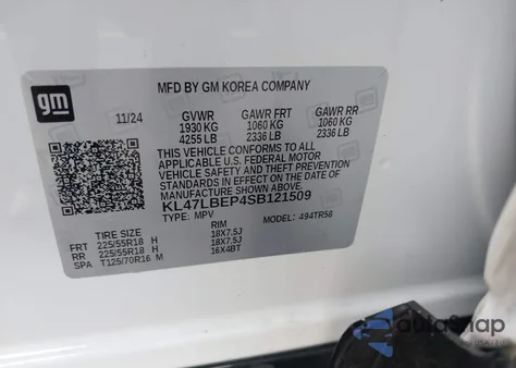 2025 Buick Envista Sport Touring Fwd z USA, uszkodzony, nr VIN KL47LBEP4SB121509